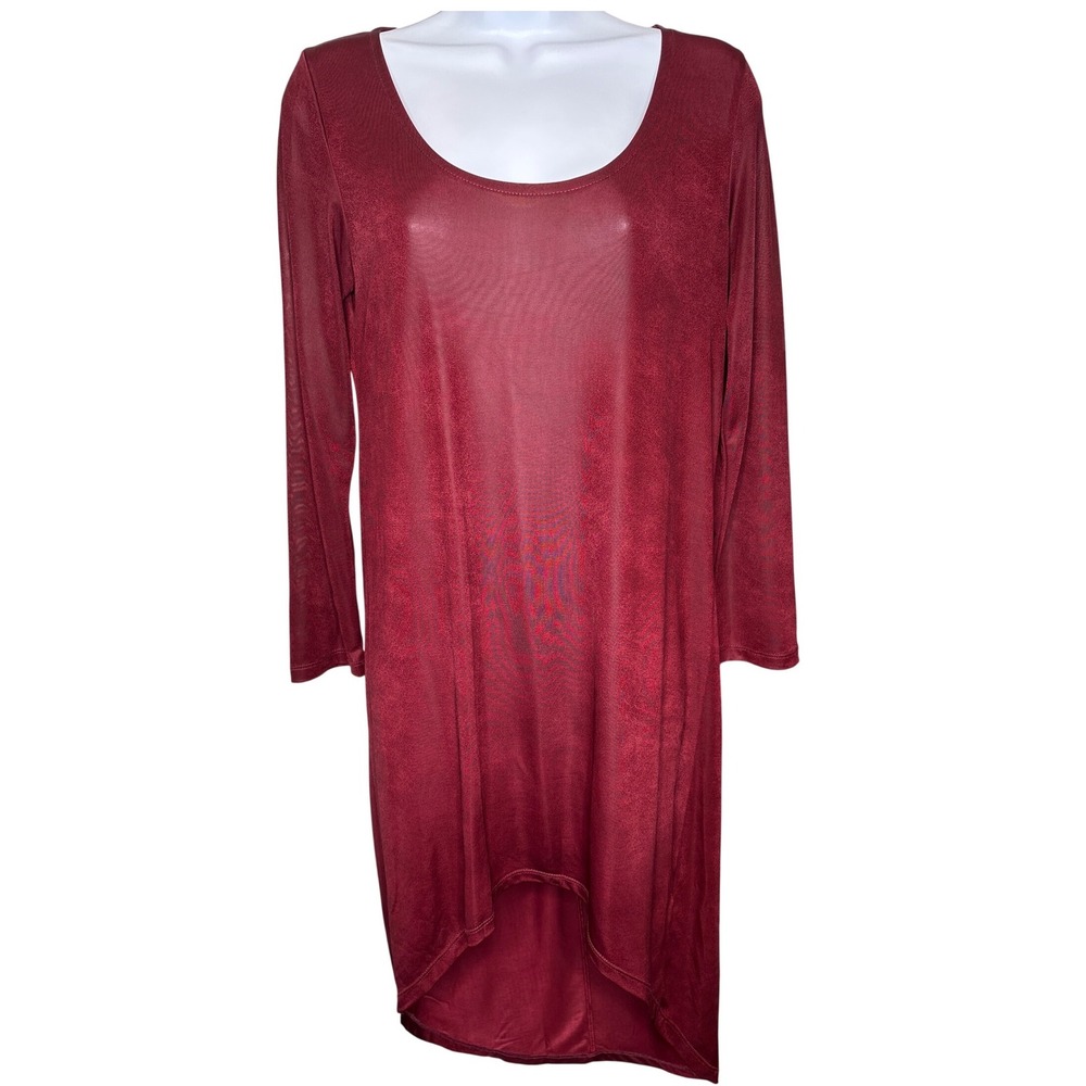 Renuar Womens‎ Burgundy Red High-Low Tunic Top Size 36/S Minimalist Lagenlook